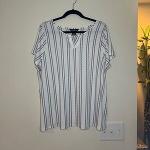 Liz Claiborne White and Black Striped Blouse